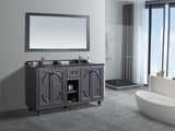 Odyssey 60" Maple Grey Double Sink Bathroom Vanity with Black Wood Marble Countertop Laviva 313613-60G-BW