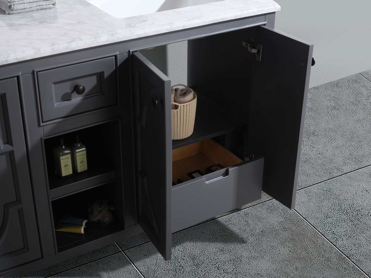 Odyssey 60" Maple Grey Double Sink Bathroom Vanity with Black Wood Marble Countertop Laviva 313613-60G-BW