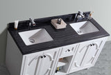 Odyssey 60" White Double Sink Bathroom Vanity with Black Wood Marble Countertop Laviva 313613-60W-BW