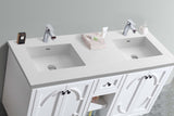 Odyssey 60" White Double Sink Bathroom Vanity with Matte White VIVA Stone Solid Surface Countertop Laviva 313613-60W-MW