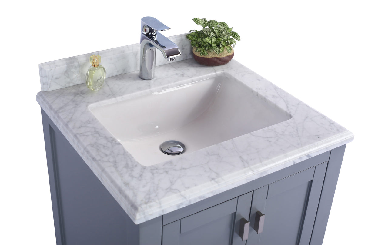 Wilson 24" Grey Bathroom Vanity with White Carrara Marble Countertop Laviva 313ANG-24G-WC
