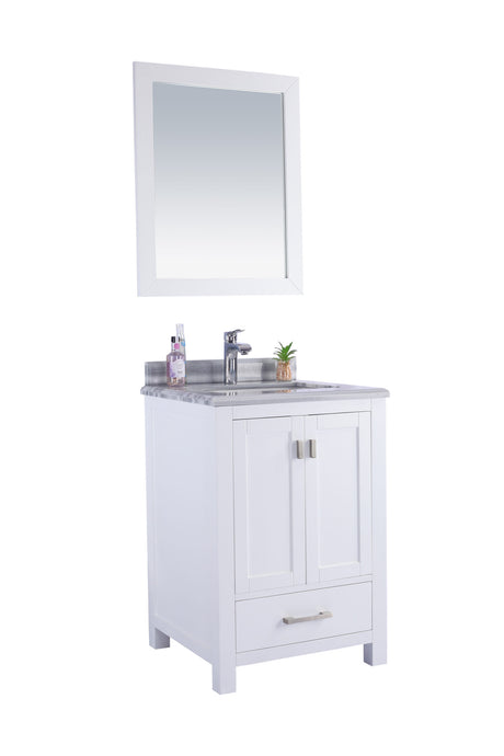 Wilson 24" White Bathroom Vanity with White Stripes Marble Countertop Laviva 313ANG-24W-WS