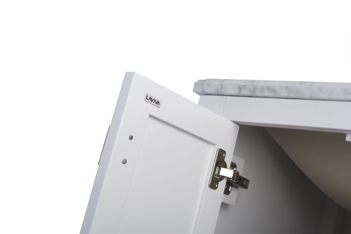 Wilson 24" White Bathroom Vanity with White Stripes Marble Countertop Laviva 313ANG-24W-WS
