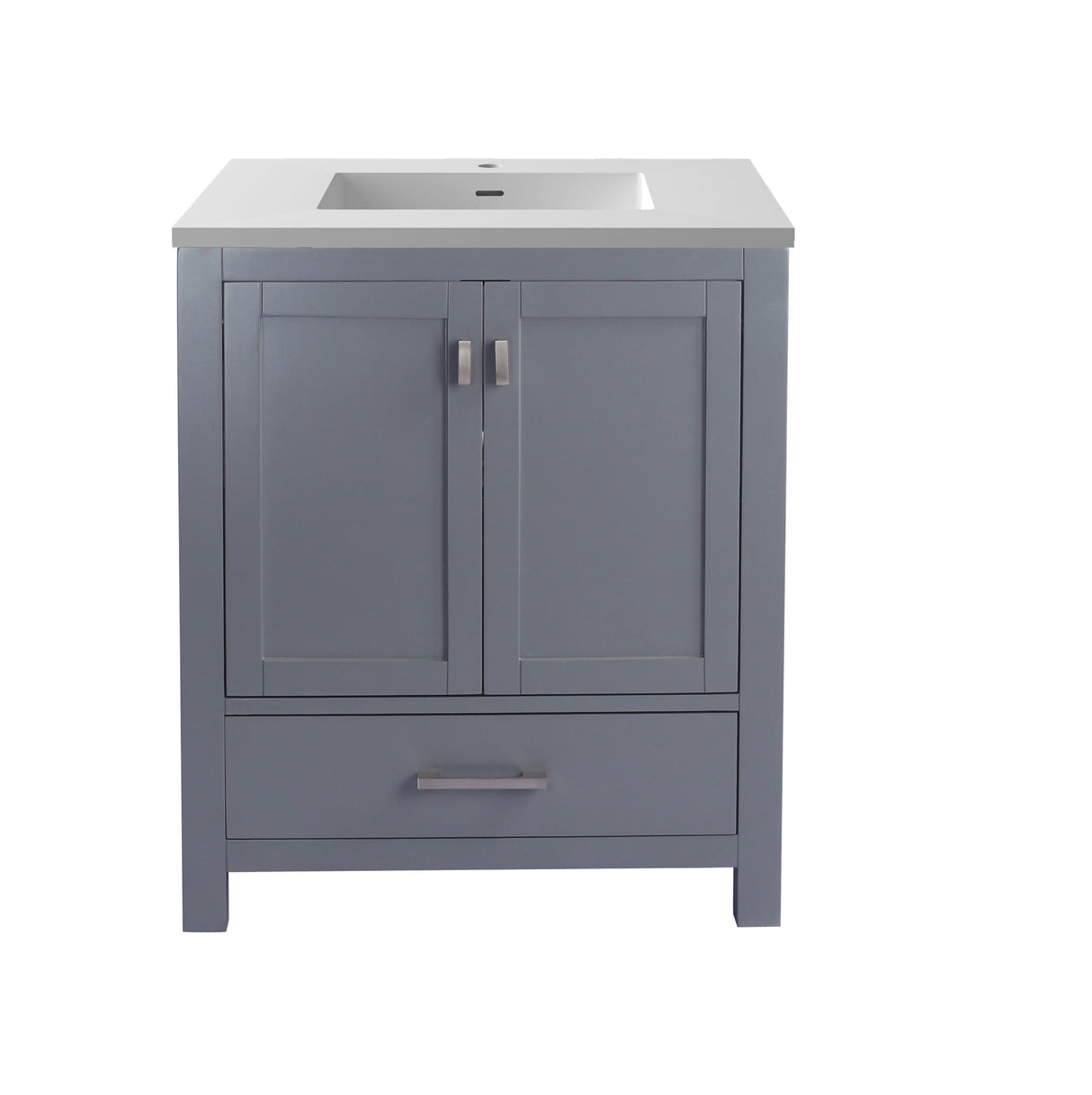 Wilson 30" Grey Bathroom Vanity with Matte White VIVA Stone Solid Surface Countertop Laviva 313ANG-30G-MW