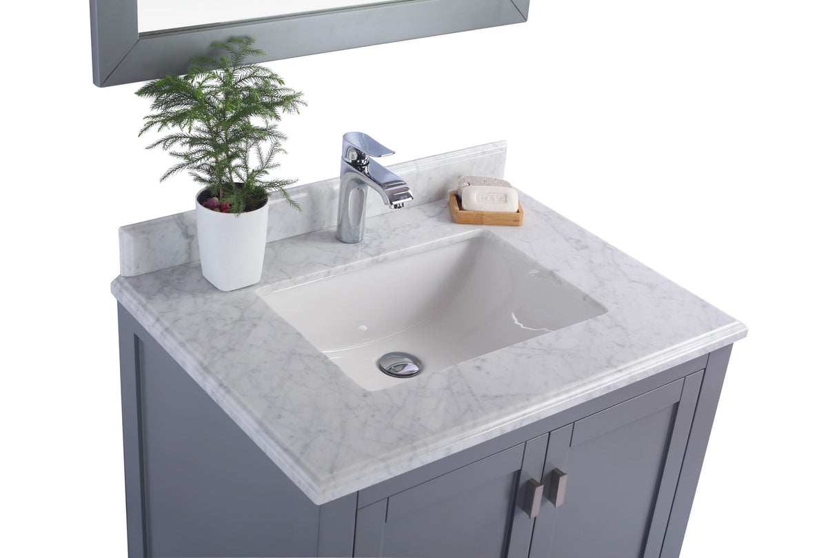 Wilson 30" Grey Bathroom Vanity with White Carrara Marble Countertop Laviva 313ANG-30G-WC