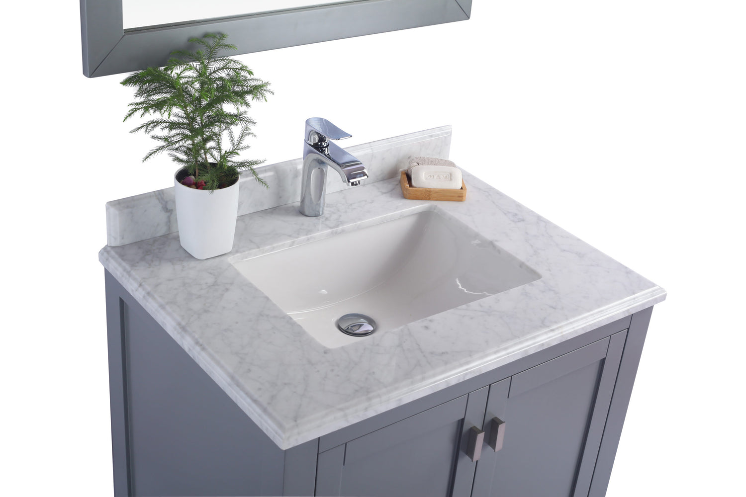 Wilson 30" Grey Bathroom Vanity with White Carrara Marble Countertop Laviva 313ANG-30G-WC
