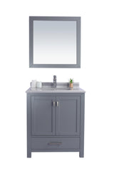 Wilson 30" Grey Bathroom Vanity with White Stripes Marble Countertop Laviva 313ANG-30G-WS