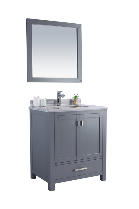 Wilson 30" Grey Bathroom Vanity with White Stripes Marble Countertop Laviva 313ANG-30G-WS