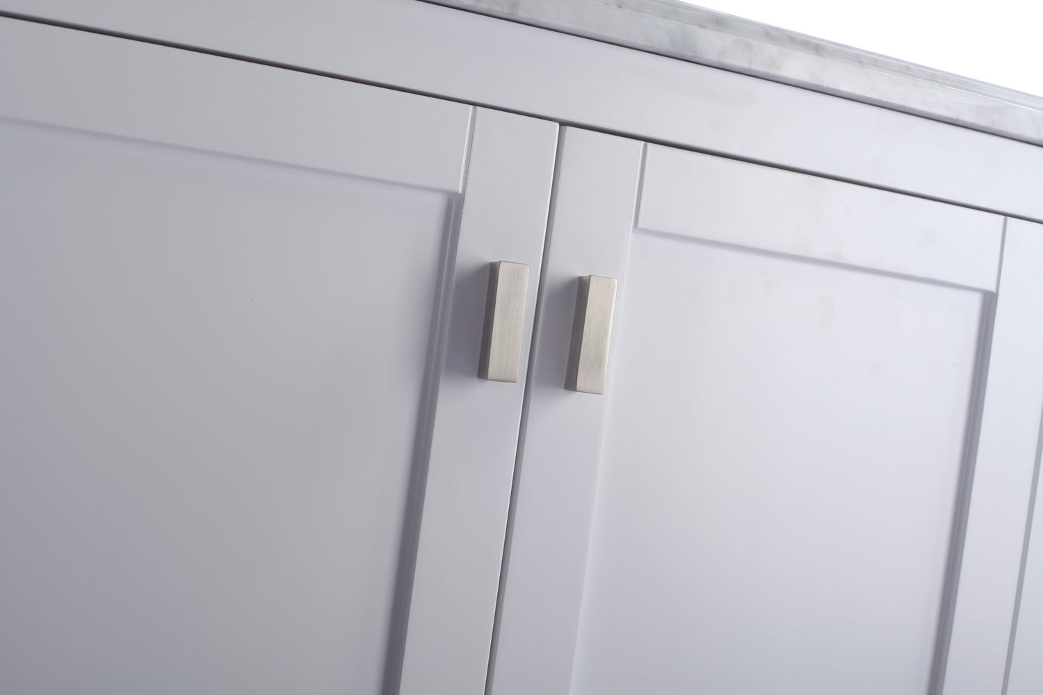 Wilson 30" White Bathroom Vanity with White Carrara Marble Countertop Laviva 313ANG-30W-WC