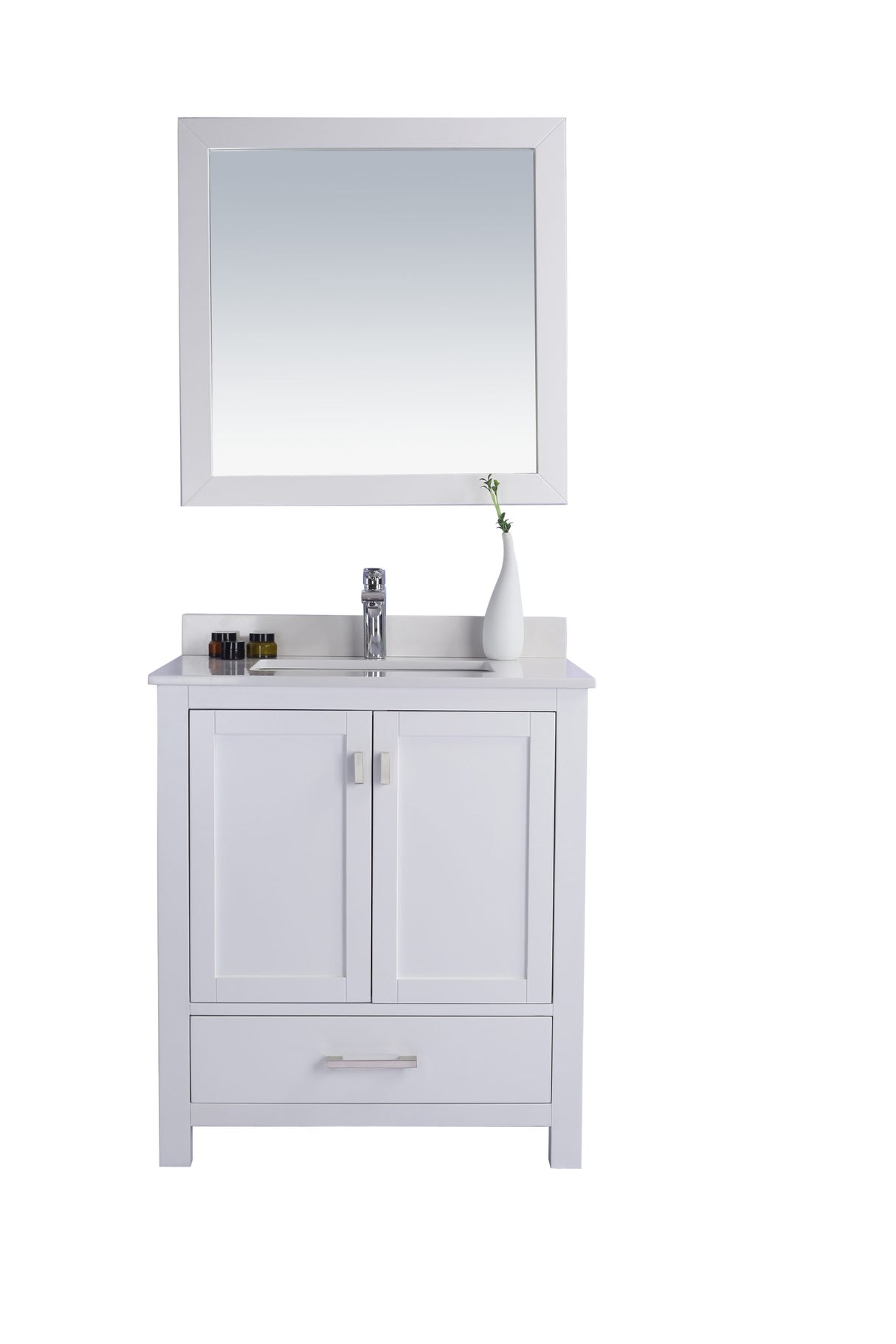 Wilson 30" White Bathroom Vanity with White Quartz Countertop Laviva 313ANG-30W-WQ