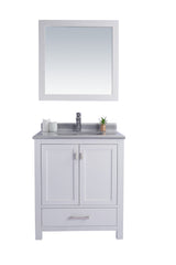 Wilson 30" White Bathroom Vanity with White Stripes Marble Countertop Laviva 313ANG-30W-WS