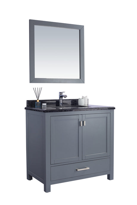 Wilson 36" Grey Bathroom Vanity with Black Wood Marble Countertop Laviva 313ANG-36G-BW