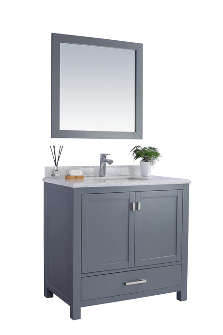 Wilson 36" Grey Bathroom Vanity with White Carrara Marble Countertop Laviva 313ANG-36G-WC