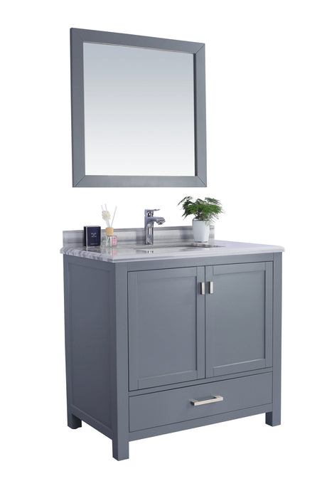 Wilson 36" Grey Bathroom Vanity with White Stripes Marble Countertop Laviva 313ANG-36G-WS