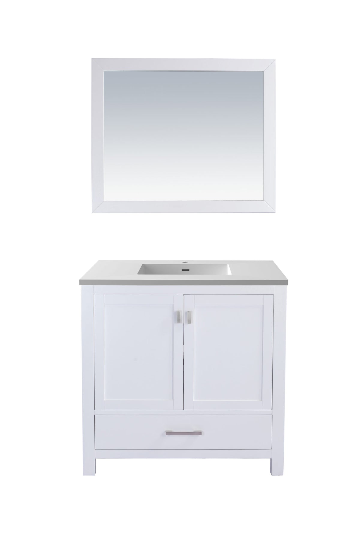 Wilson 36" White Bathroom Vanity with Matte White VIVA Stone Solid Surface Countertop Laviva 313ANG-36W-MW