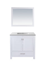 Wilson 36" White Bathroom Vanity with Matte White VIVA Stone Solid Surface Countertop Laviva 313ANG-36W-MW