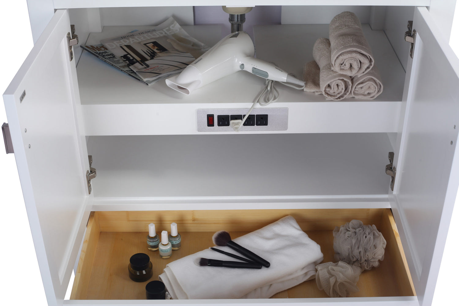 Wilson 36" White Bathroom Vanity with White Carrara Marble Countertop Laviva 313ANG-36W-WC
