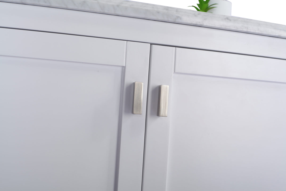 Wilson 36" White Bathroom Vanity with White Carrara Marble Countertop Laviva 313ANG-36W-WC