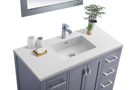 Wilson 42" Grey Bathroom Vanity with Matte White VIVA Stone Solid Surface Countertop Laviva 313ANG-42G-MW