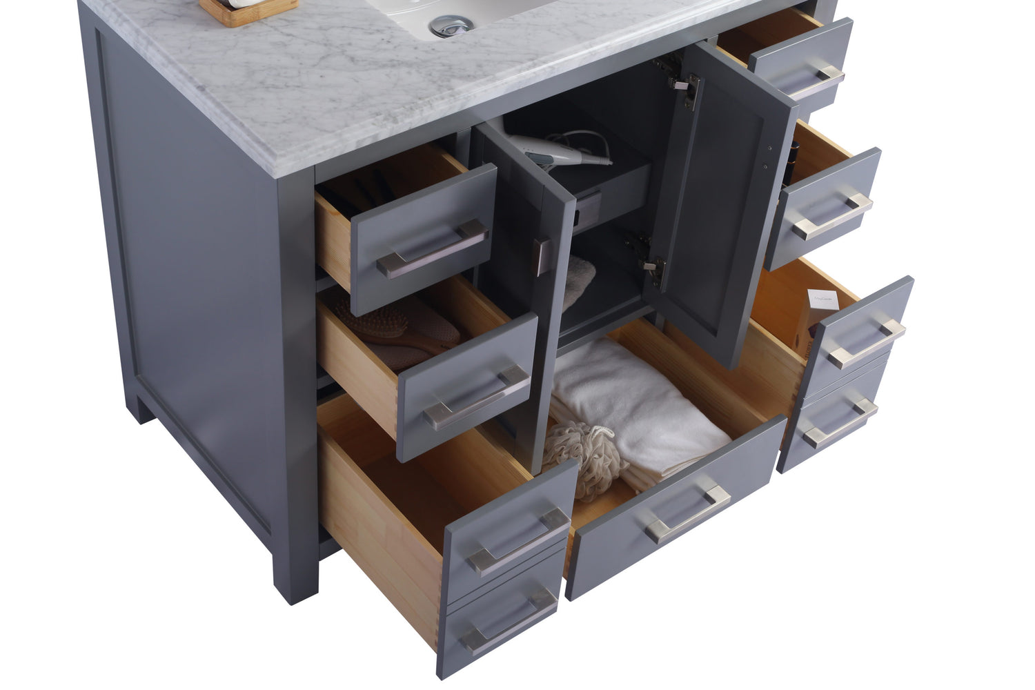 Wilson 42" Grey Bathroom Vanity with White Carrara Marble Countertop Laviva 313ANG-42G-WC
