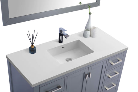 Wilson 48" Grey Bathroom Vanity with Matte White VIVA Stone Solid Surface Countertop Laviva 313ANG-48G-MW