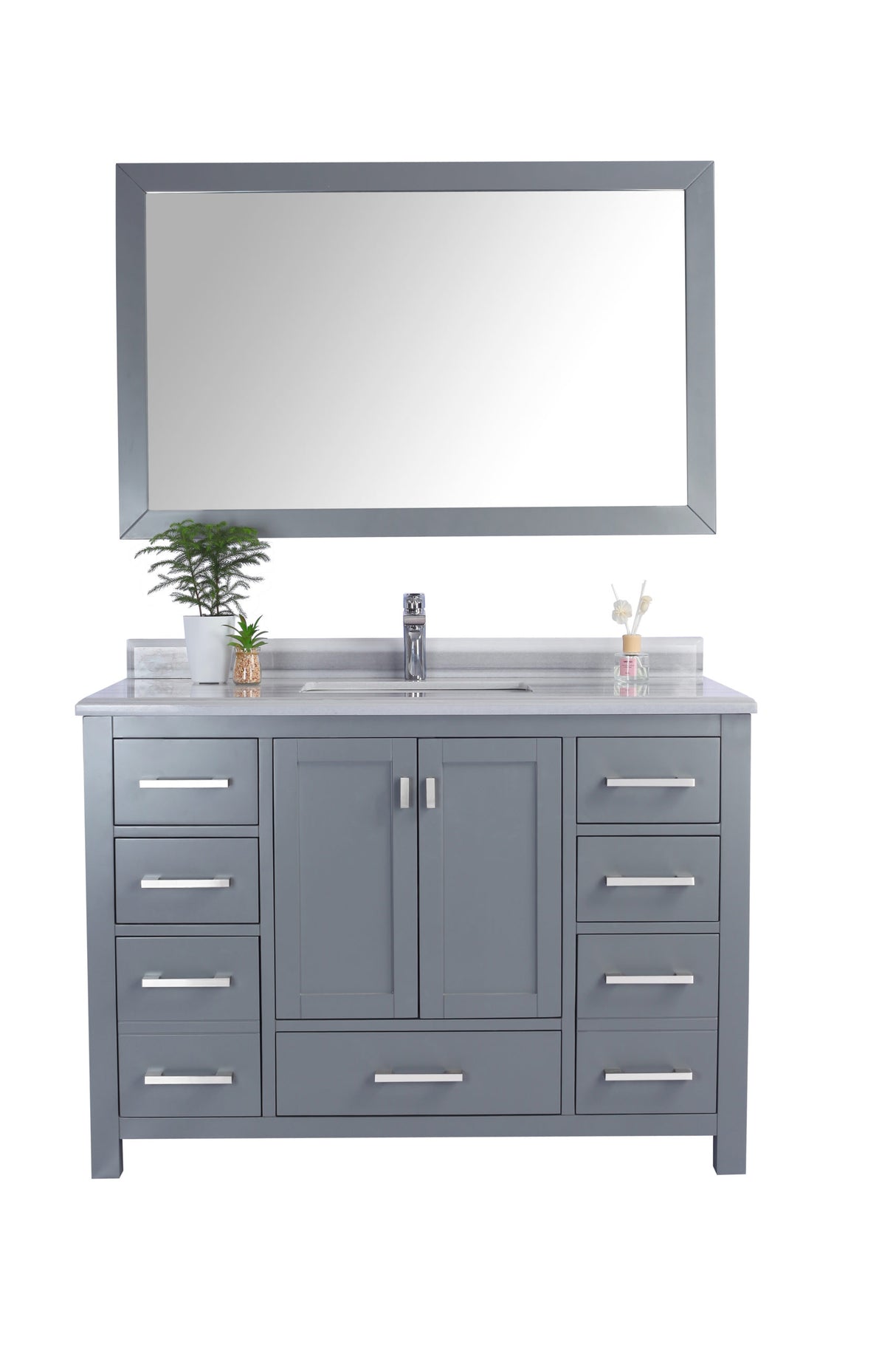 Wilson 48" Grey Bathroom Vanity with White Stripes Marble Countertop Laviva 313ANG-48G-WS