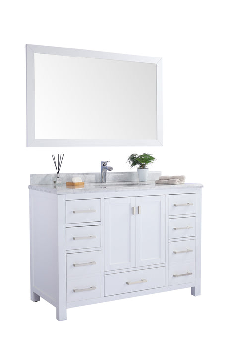 Wilson 48" White Bathroom Vanity with White Carrara Marble Countertop Laviva 313ANG-48W-WC