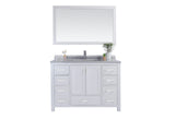 Wilson 48" White Bathroom Vanity with White Stripes Marble Countertop Laviva 313ANG-48W-WS