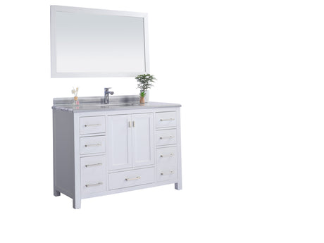 Wilson 48" White Bathroom Vanity with White Stripes Marble Countertop Laviva 313ANG-48W-WS