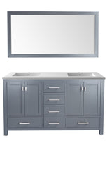 Wilson 60" Grey Double Sink Bathroom Vanity with Matte White VIVA Stone Solid Surface Countertop Laviva 313ANG-60G-MW