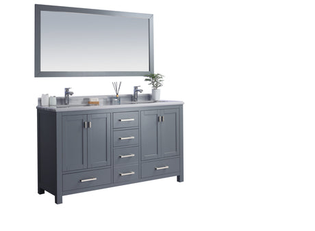 Wilson 60" Grey Double Sink Bathroom Vanity with White Stripes Marble Countertop Laviva 313ANG-60G-WS