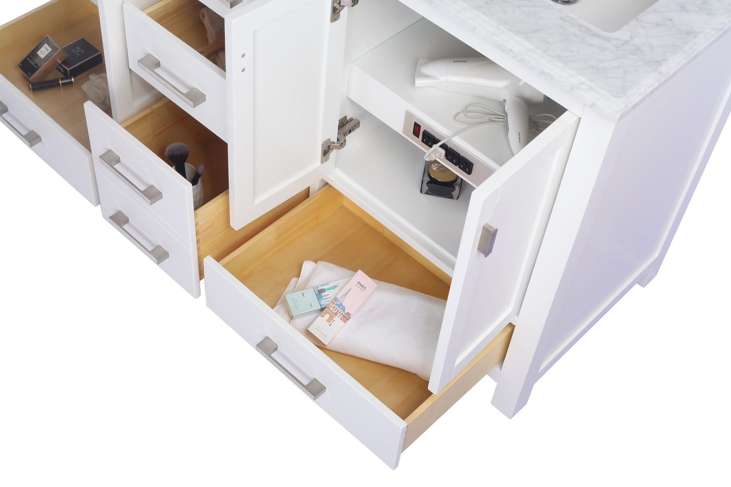 Wilson 60" White Double Sink Bathroom Vanity Cabinet Laviva 313ANG-60W