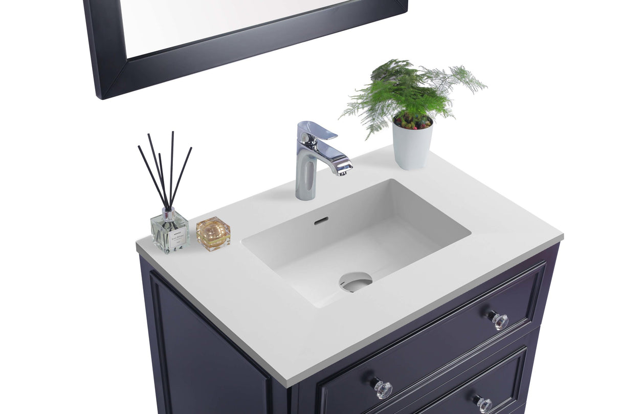 Luna 30" Espresso Bathroom Vanity with Matte White VIVA Stone Solid Surface Countertop Laviva 313DVN-30E-MW