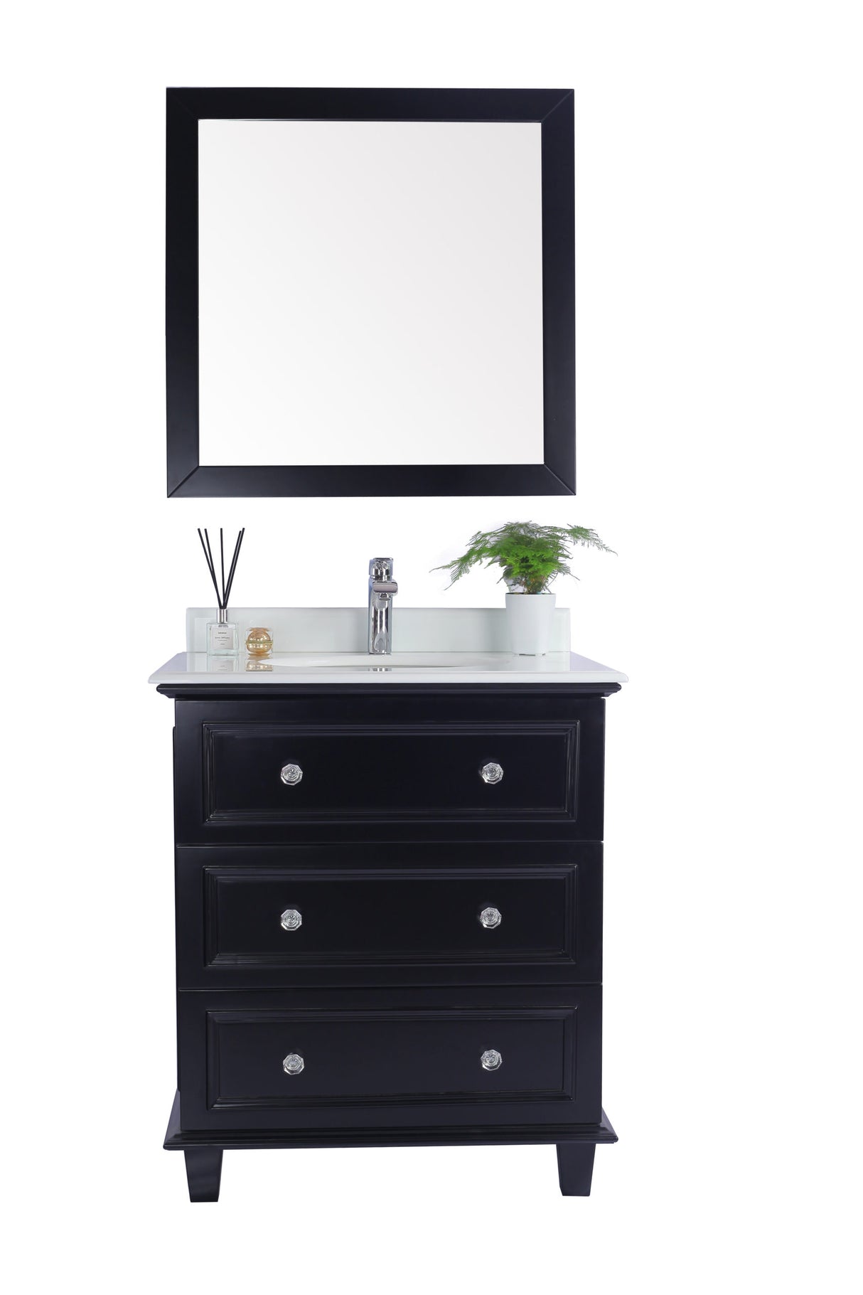 Luna 30" Espresso Bathroom Vanity with Pure White Phoenix Stone Countertop Laviva 313DVN-30E-PW