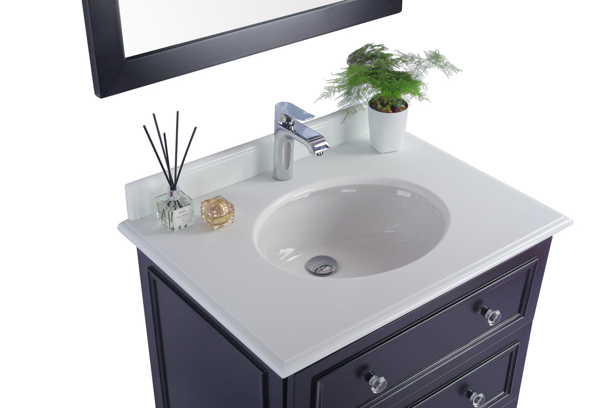 Luna 30" Espresso Bathroom Vanity with Pure White Phoenix Stone Countertop Laviva 313DVN-30E-PW