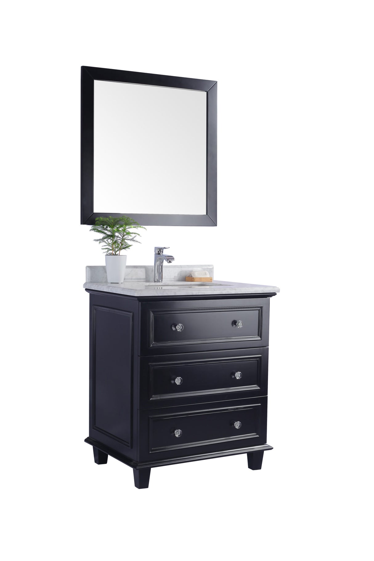 Luna 30" Espresso Bathroom Vanity with White Carrara Marble Countertop Laviva 313DVN-30E-WC