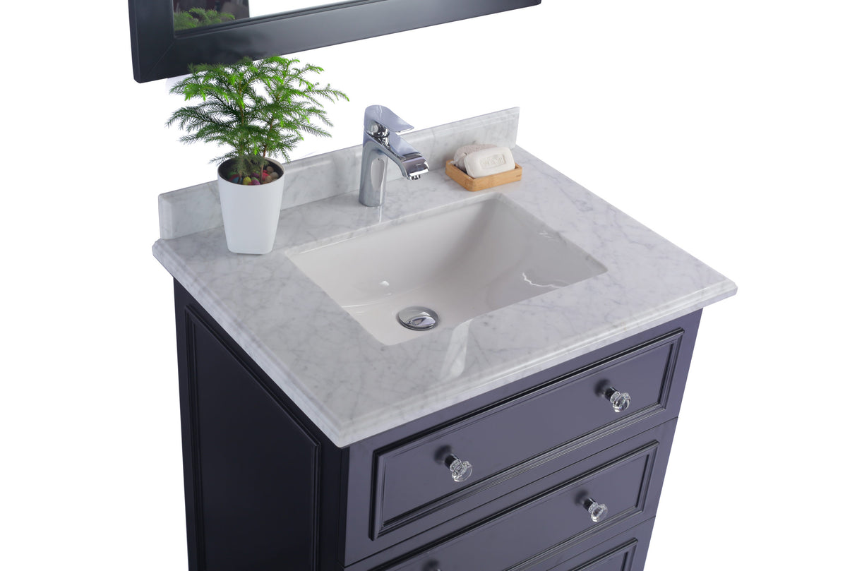 Luna 30" Espresso Bathroom Vanity with White Carrara Marble Countertop Laviva 313DVN-30E-WC