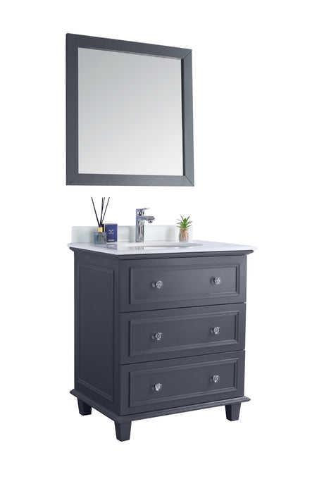 Luna 30" Maple Grey Bathroom Vanity with Pure White Phoenix Stone Countertop Laviva 313DVN-30G-PW