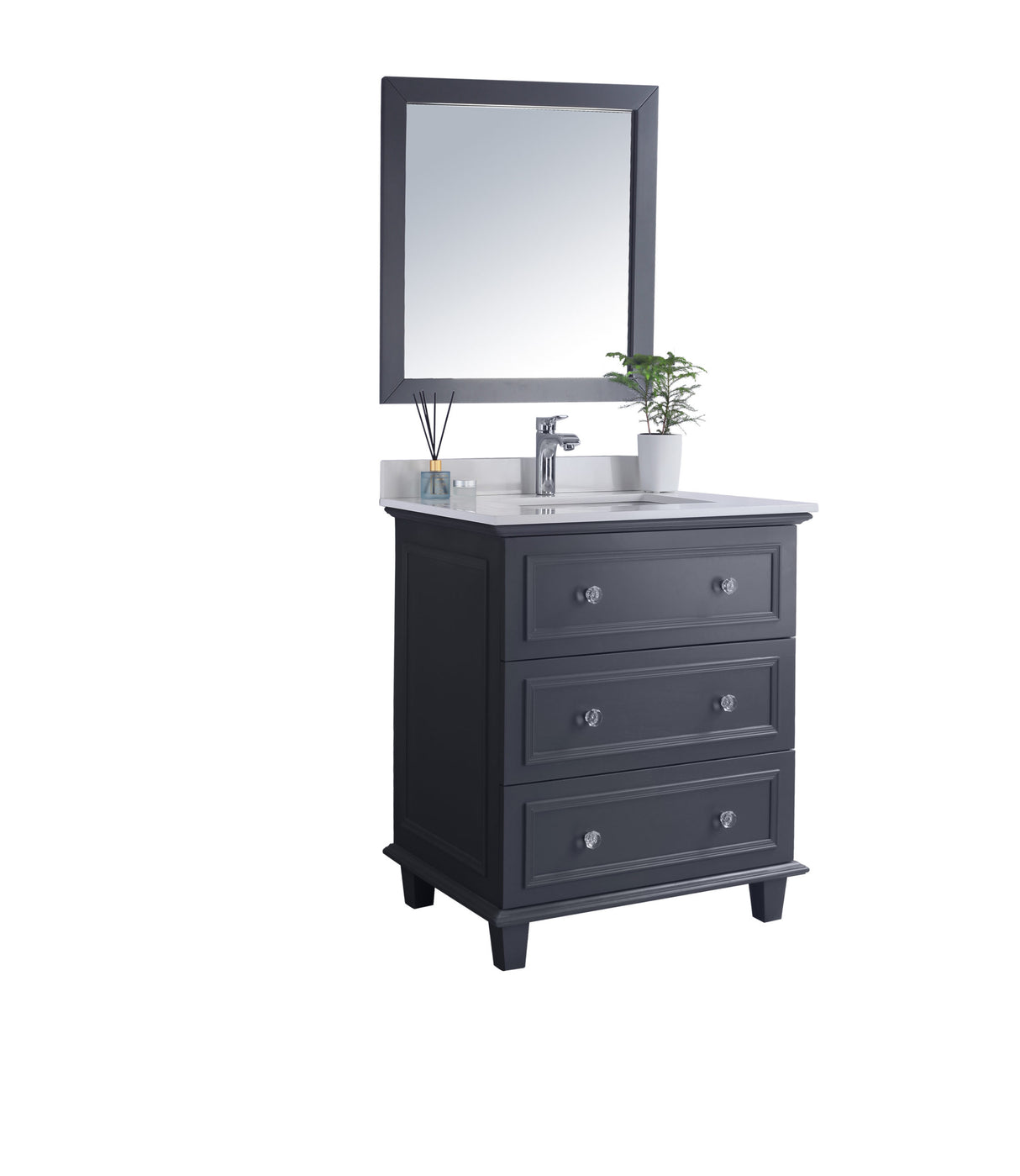 Luna 30" Maple Grey Bathroom Vanity with White Quartz Countertop Laviva 313DVN-30G-WQ