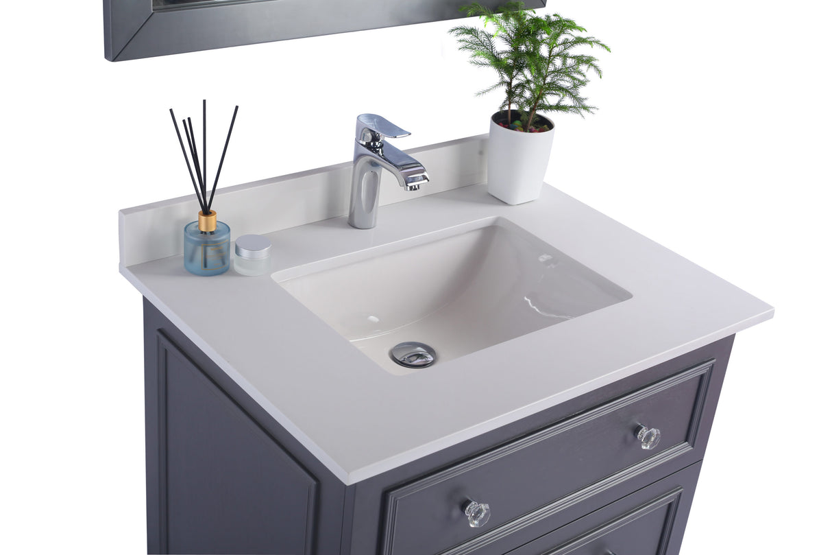 Luna 30" Maple Grey Bathroom Vanity with White Quartz Countertop Laviva 313DVN-30G-WQ