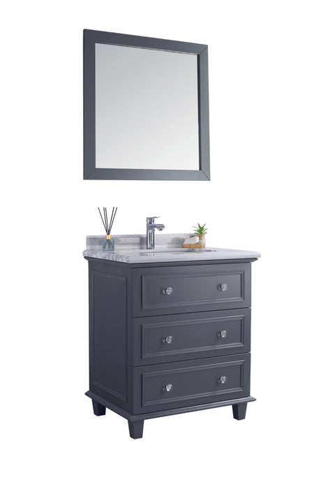 Luna 30" Maple Grey Bathroom Vanity with White Stripes Marble Countertop Laviva 313DVN-30G-WS