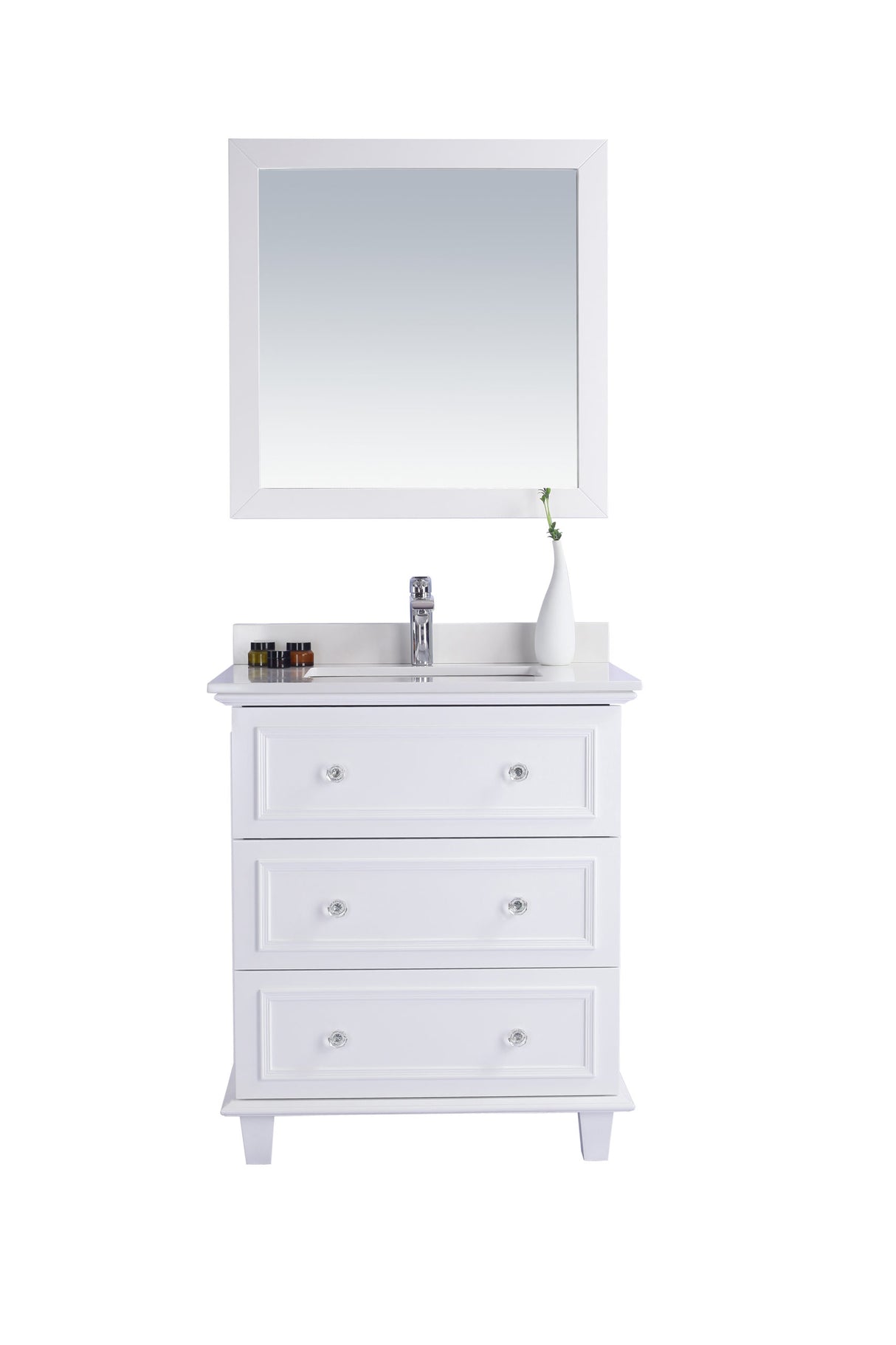 Luna 30" White Bathroom Vanity with White Quartz Countertop Laviva 313DVN-30W-WQ