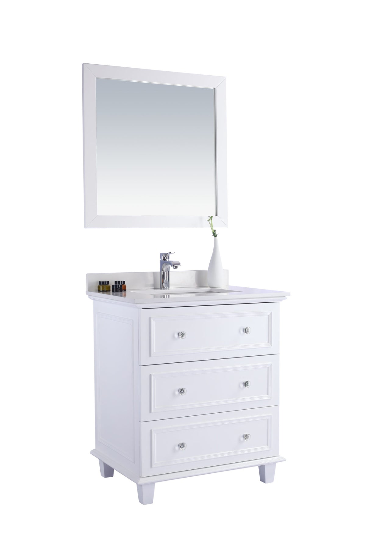 Luna 30" White Bathroom Vanity with White Quartz Countertop Laviva 313DVN-30W-WQ