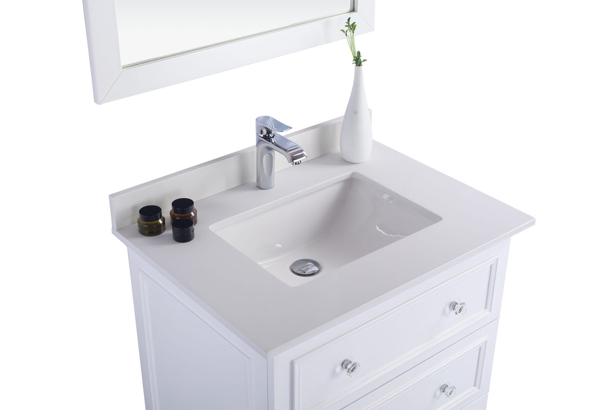 Luna 30" White Bathroom Vanity with White Quartz Countertop Laviva 313DVN-30W-WQ