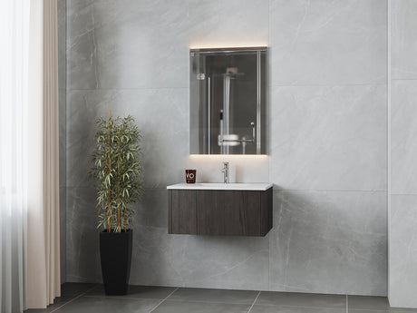Legno 30" Carbon Oak Bathroom Vanity with Matte White VIVA Stone Solid Surface Countertop Laviva 313LGN-30CR-MW