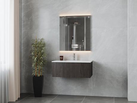 Legno 36" Carbon Oak Bathroom Vanity with Matte White VIVA Stone Solid Surface Countertop Laviva 313LGN-36CR-MW