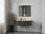 Legno 42" Carbon Oak Bathroom Vanity with Matte White VIVA Stone Solid Surface Countertop Laviva 313LGN-42CR-MW