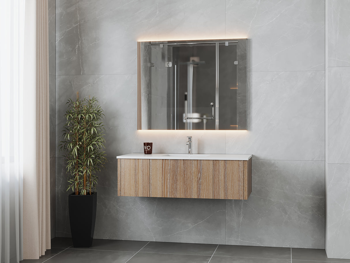 Legno 48" Weathered Grey Bathroom Vanity with Matte White VIVA Stone Solid Surface Countertop Laviva 313LGN-48WG-MW