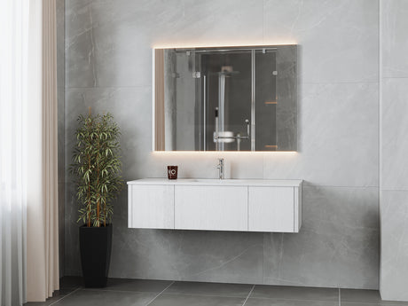 Legno 54" Alabaster White Bathroom Vanity with Matte White VIVA Stone Solid Surface Countertop Laviva 313LGN-54AW-MW