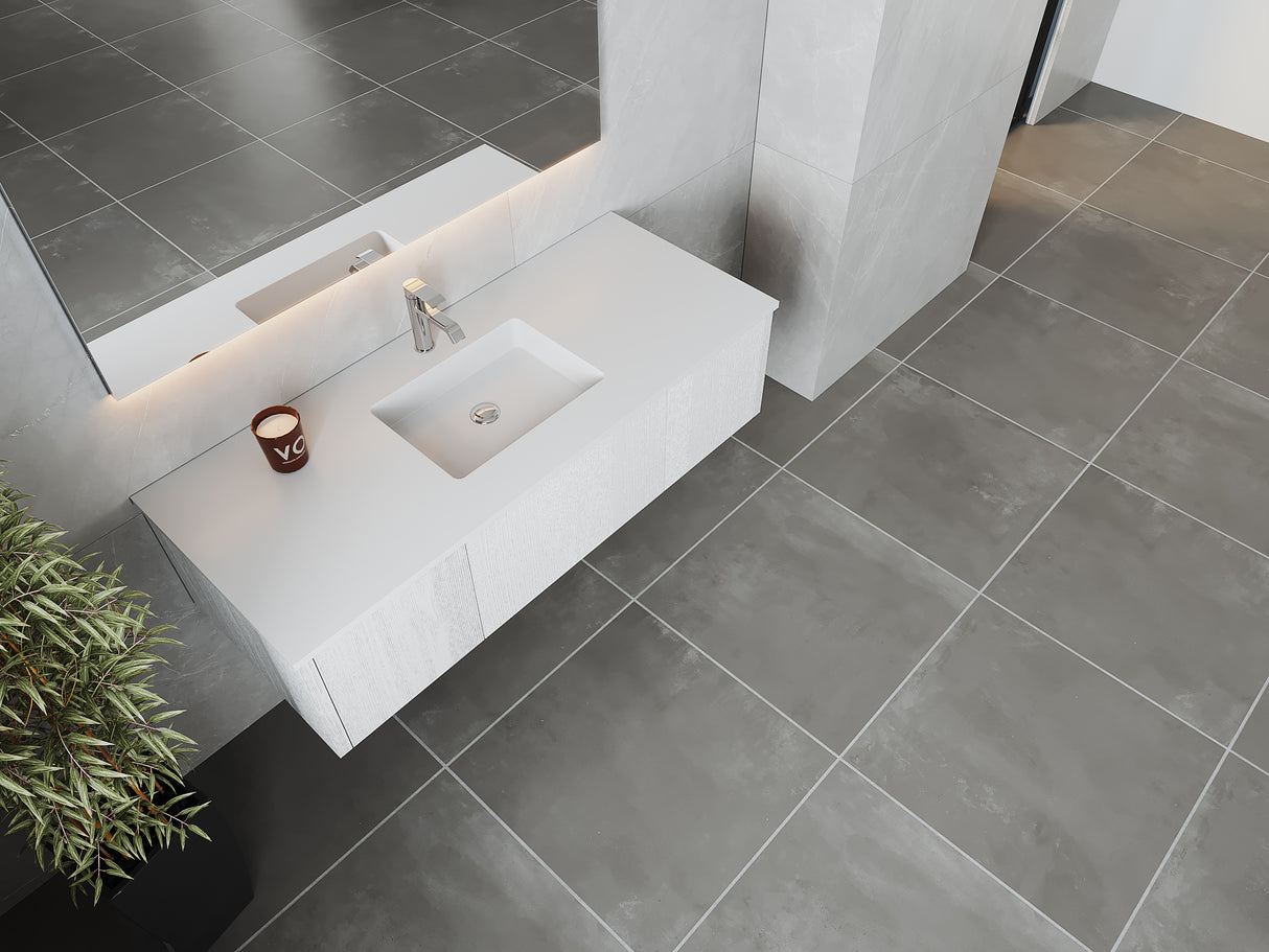 Legno 54" Alabaster White Bathroom Vanity with Matte White VIVA Stone Solid Surface Countertop Laviva 313LGN-54AW-MW